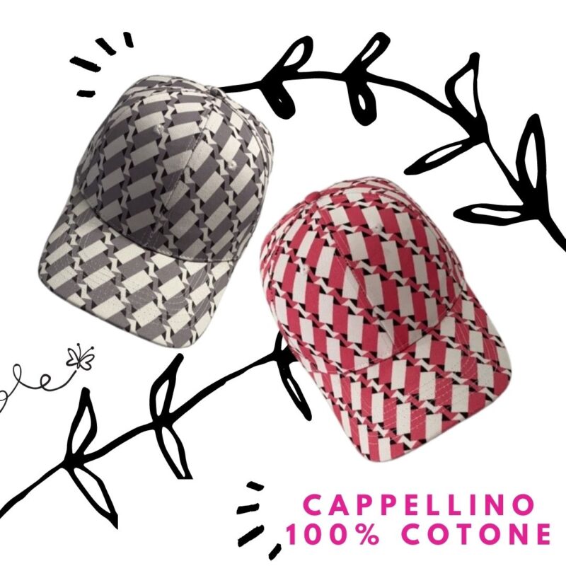 cappellini pattern grigio e pattern fucsia con visiera