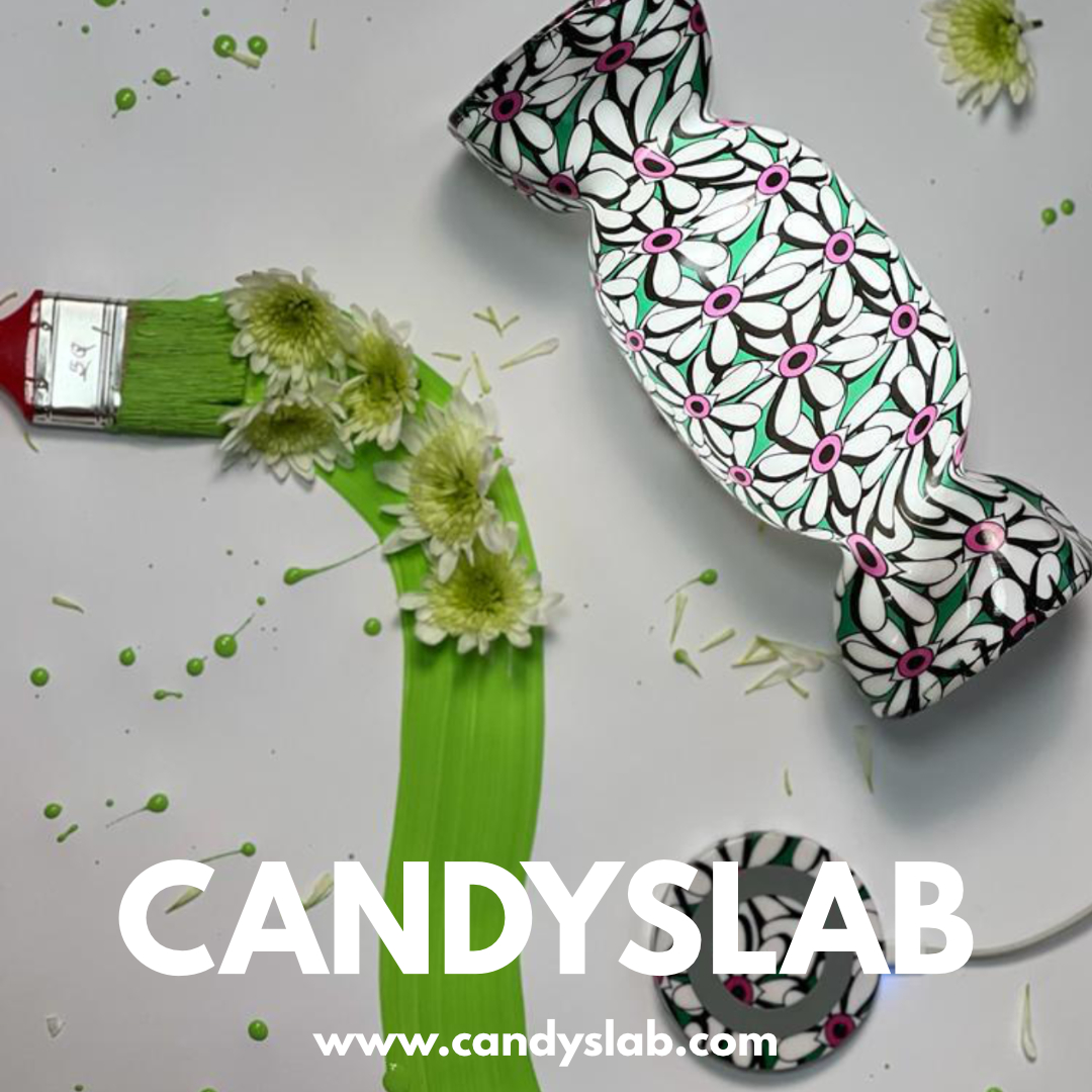 lampada caramella pattern fiori con logo candyslab