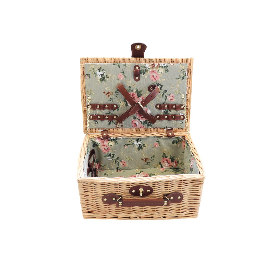 cestino da picnic Cestino in rattan chiaro con patter floreale