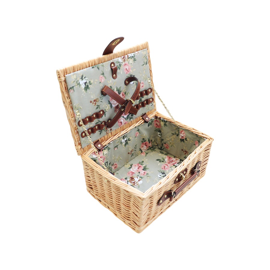 cestino da picnic Cestino in rattan chiaro con patter floreale